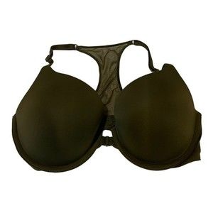 Victoria’s Secret Front Closure Sheer Racerback Bra- Hunter Green Underwire 32D